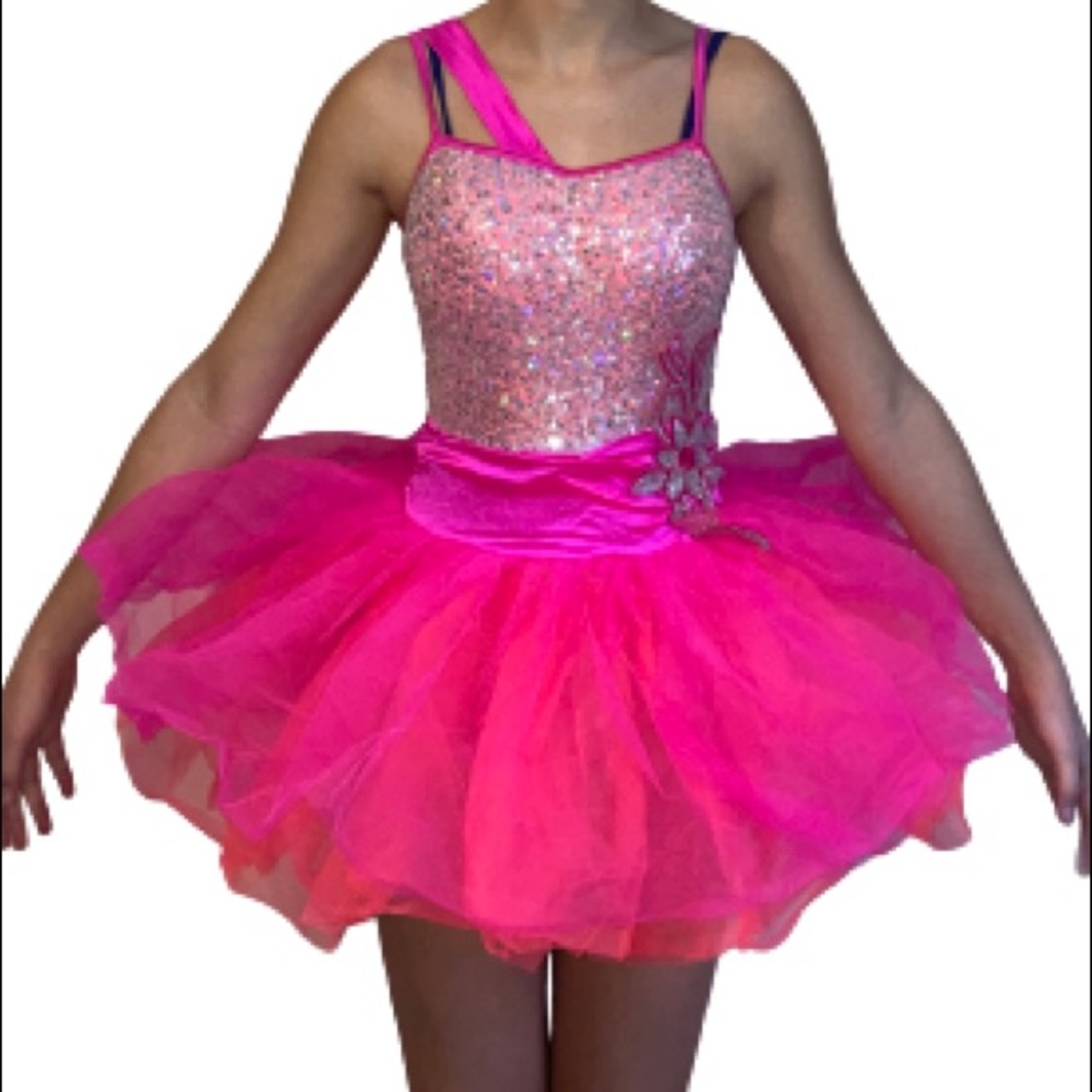 Weissman Dance Costume Pink With Sequins And Tutu